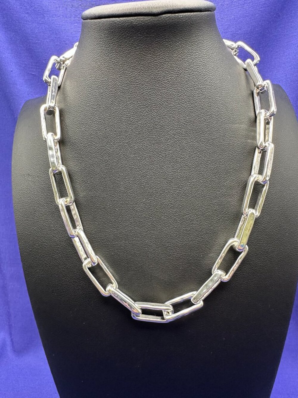 Silver-Plated Chunky Paperclip Link Chain Necklace